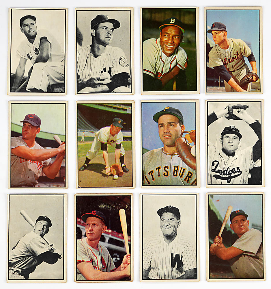 1953 Bowman Partial Set Pair with Color (94/160) & Black & White (39/64) Including (18) Hall of Famers