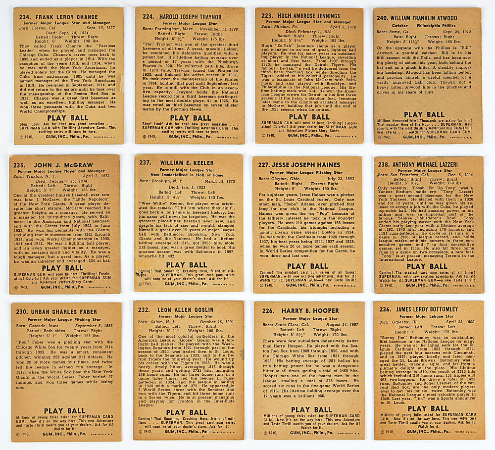 1940 Play Ball High Number Near Set (58/60)