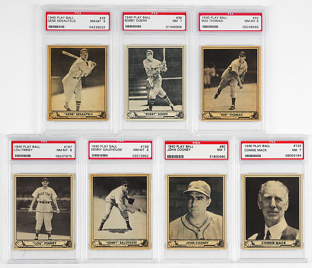 1940 Play Ball PSA NM 7 to NM-MT 8 Graded Group (7) with (2) Hall of Famers & (2) High Numbers