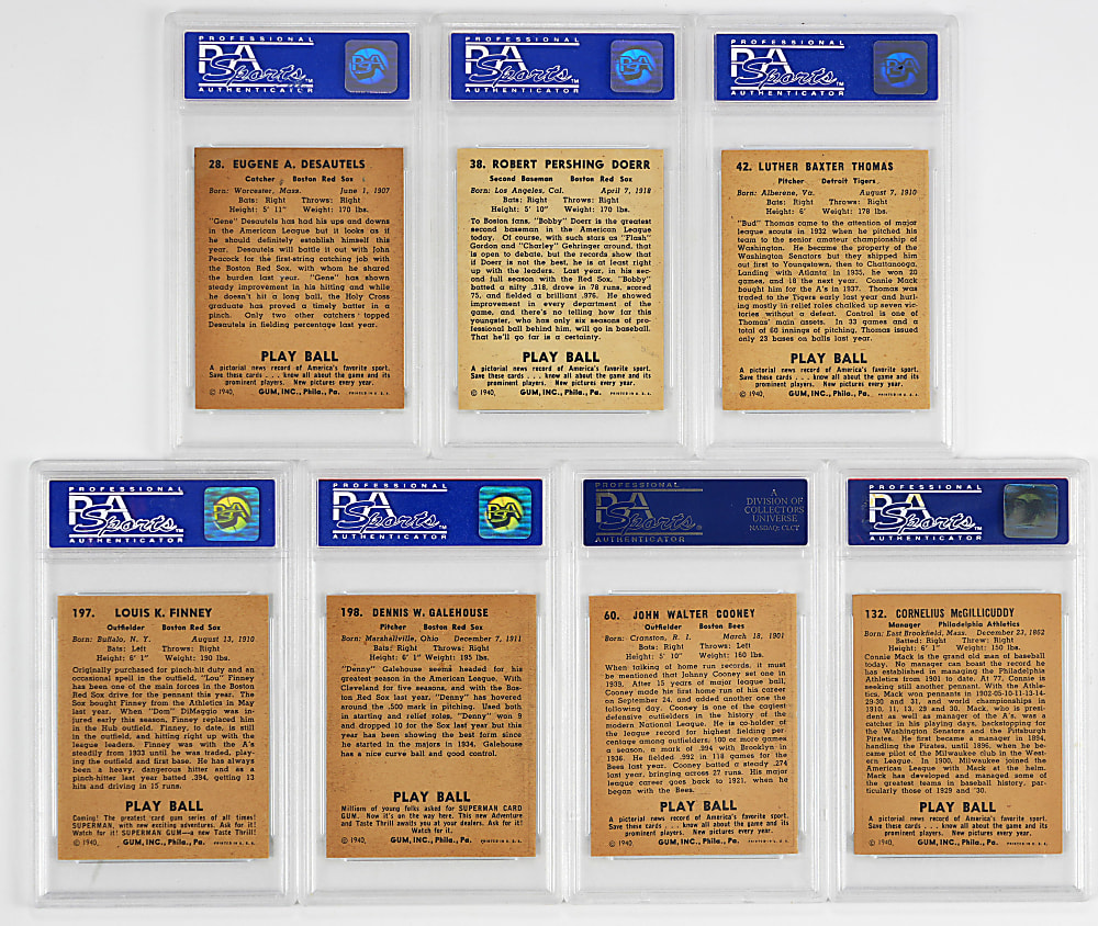 1940 Play Ball PSA NM 7 to NM-MT 8 Graded Group (7) with (2) Hall of Famers & (2) High Numbers