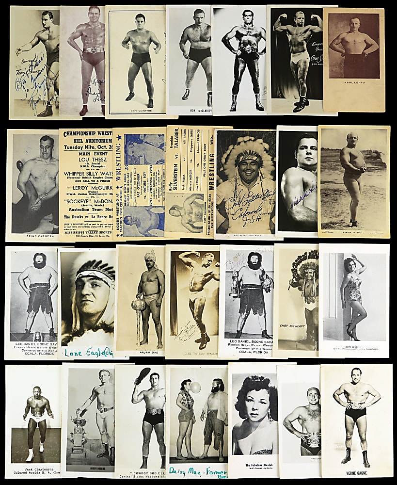 1930s-1960s Wrestling Postcards (178) Including (19) Signed