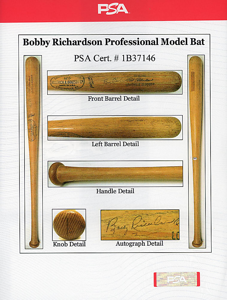 1964 Bobby Richardson Signed New York Yankees Game-Used Bat - PSA/DNA GU 9