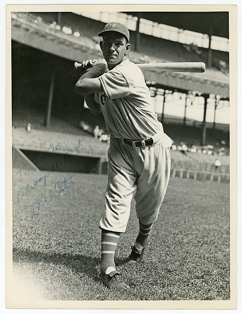 Circa 1950s Mel Ott Signed News Service Photograph - PSA/DNA Type II