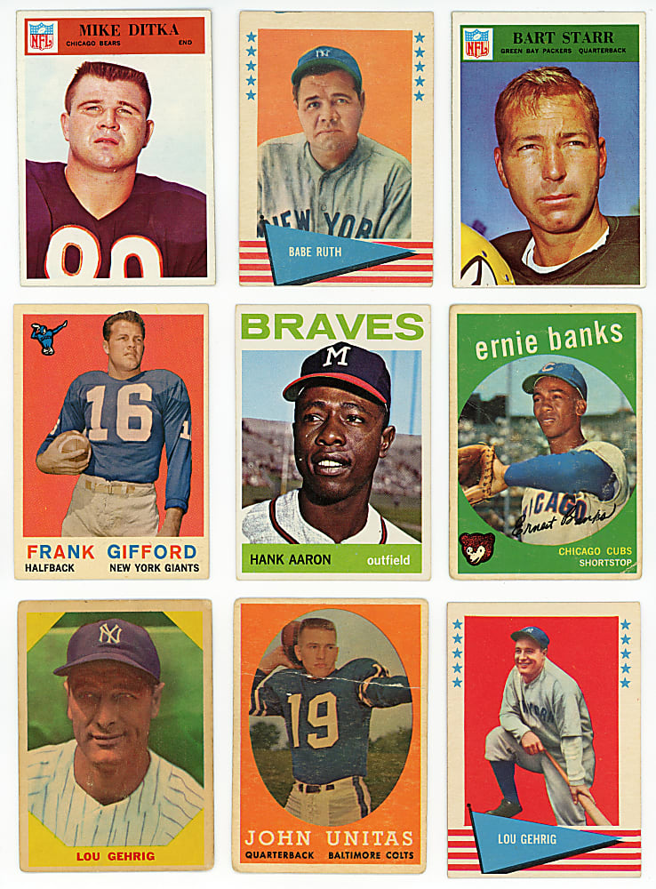 1958-1966 Baseball & Football Collection (375+) with (5) Mantle, (4) Aaron, (2) Mays, J. Brown & Unitas