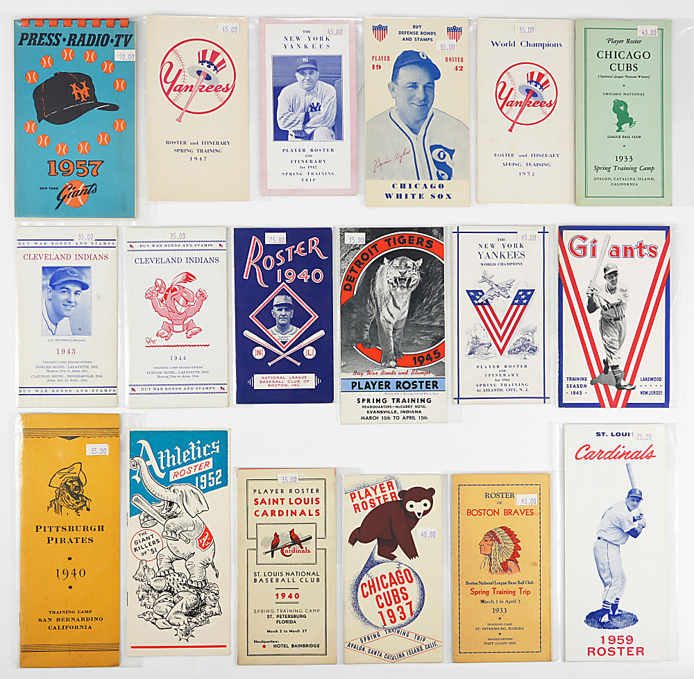 1925-1959 MLB Team-Issued Rosters, Sketchbook & Media Guide Collection (134) With Tougher / Early Examples