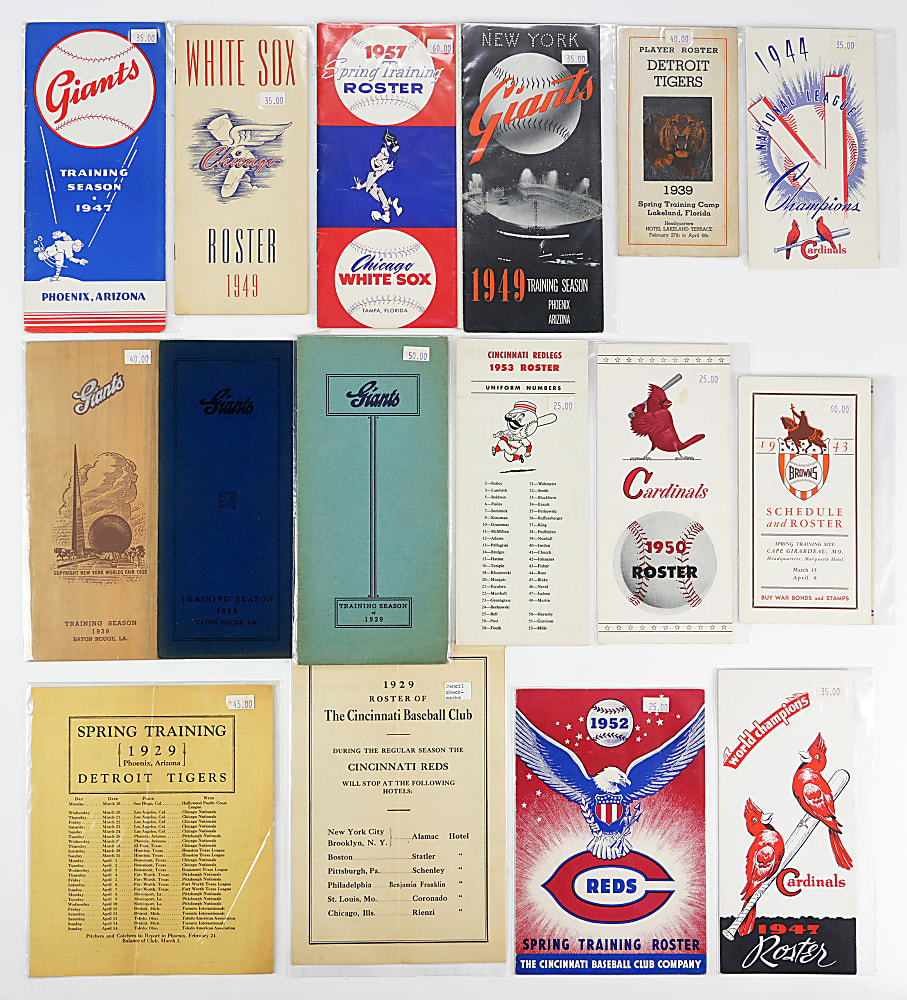 1925-1959 MLB Team-Issued Rosters, Sketchbook & Media Guide Collection (134) With Tougher / Early Examples