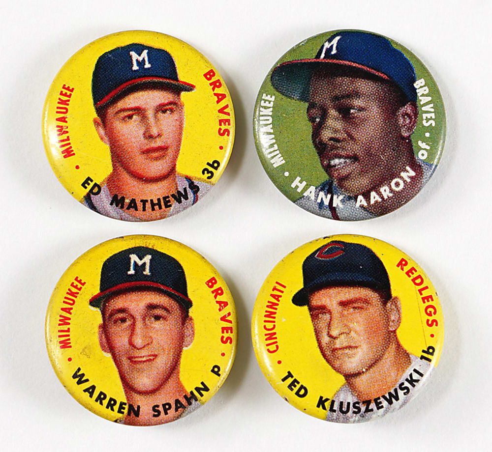 1956 Topps Pins Starter Set (23) with (3) Hall of Famers Including Hank Aaron