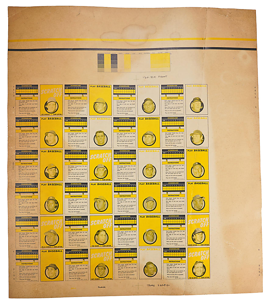 1970-1971 Topps Scratch-Off Progressive Proof Uncut Sheet Complete Set (24)