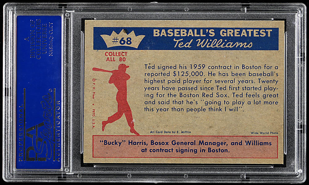 1959 Fleer Ted Williams #68 "Ted Signs for 1959" PSA MINT 9
