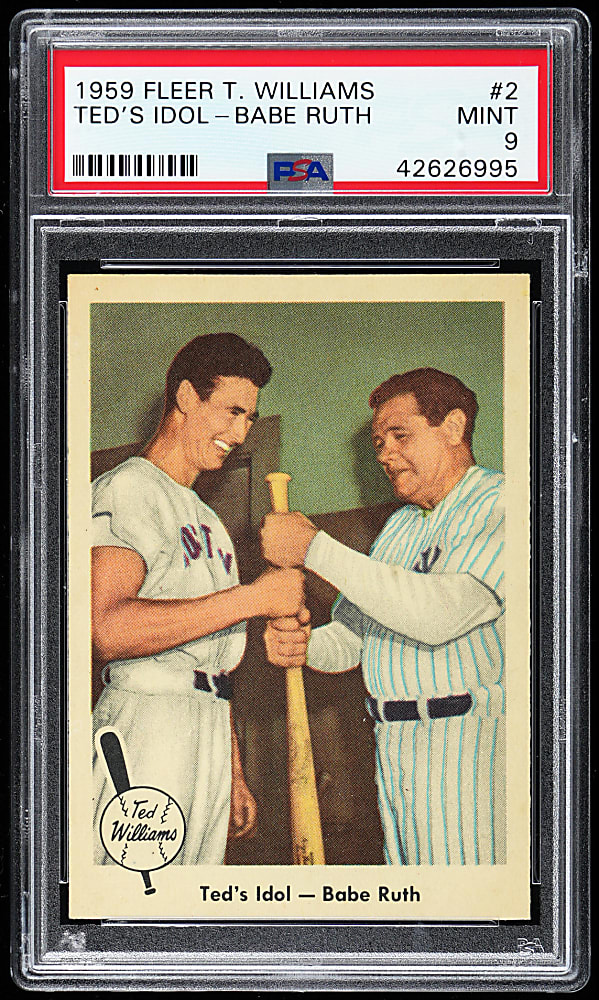 1959 Fleer Ted Williams #2 "Ted's Idol - Babe Ruth" PSA MINT 9 - Highest Graded!