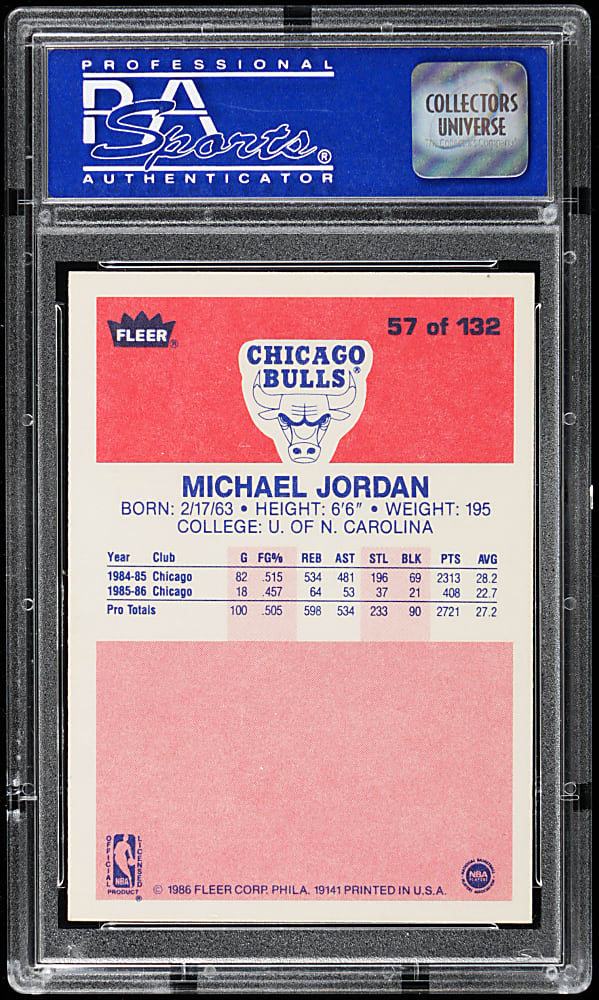 1986-1987 Fleer Basketball #57 Michael Jordan Rookie PSA NM-MT 8