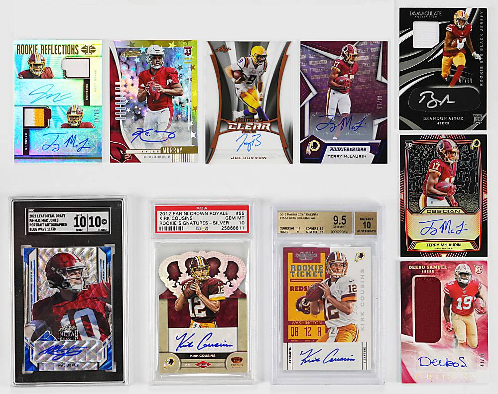 2012-2021 Football Certified Autograph Rookie Collection (10) with (3) Graded & Joe Burrow