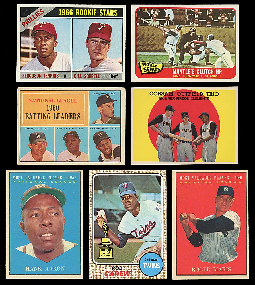 1943-1979 Mostly Topps Collection (97) with (43) Hall of Famers Including Hank Aaron & Mickey Mantle - Clean!