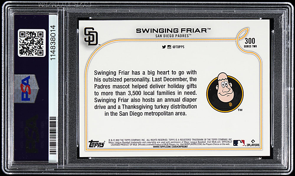2022 Topps #300 "Swinging Friar" Ultra Short Print PSA MINT 9