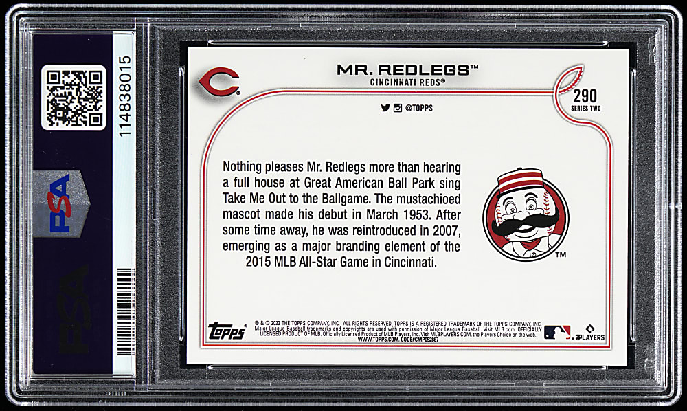 2022 Topps #290 "Mr. Redlegs" Ultra Short Print PSA MINT 9