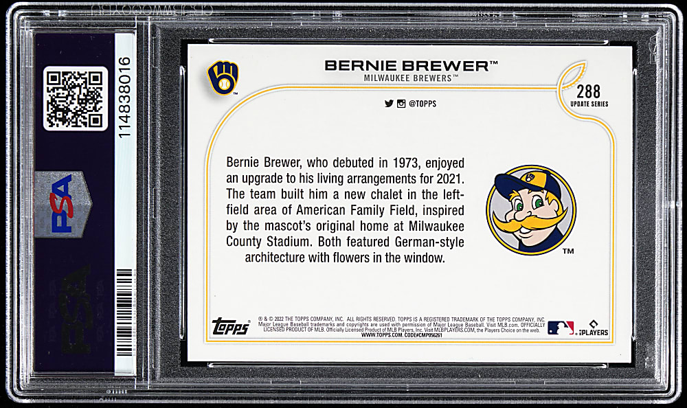 2022 Topps Update #288 "Bernie Brewer" Super Shortprint PSA GEM MINT 10