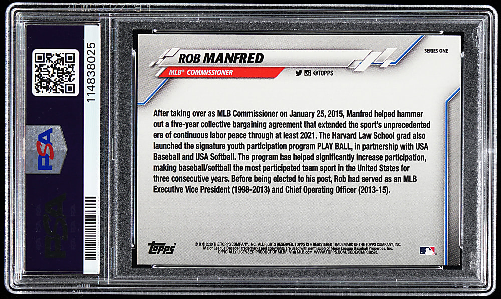 2020 Topps Series One Rob Manfred Super Shortprint PSA MINT 9