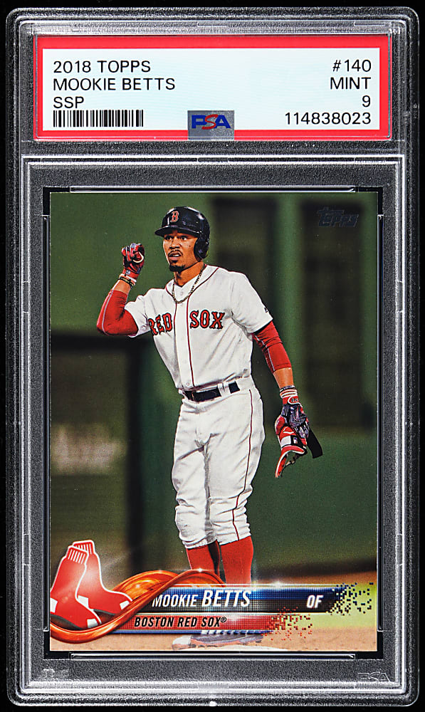 2018 Topps #140 Mookie Betts "Fist Up" Super Shortprint PSA MINT 9