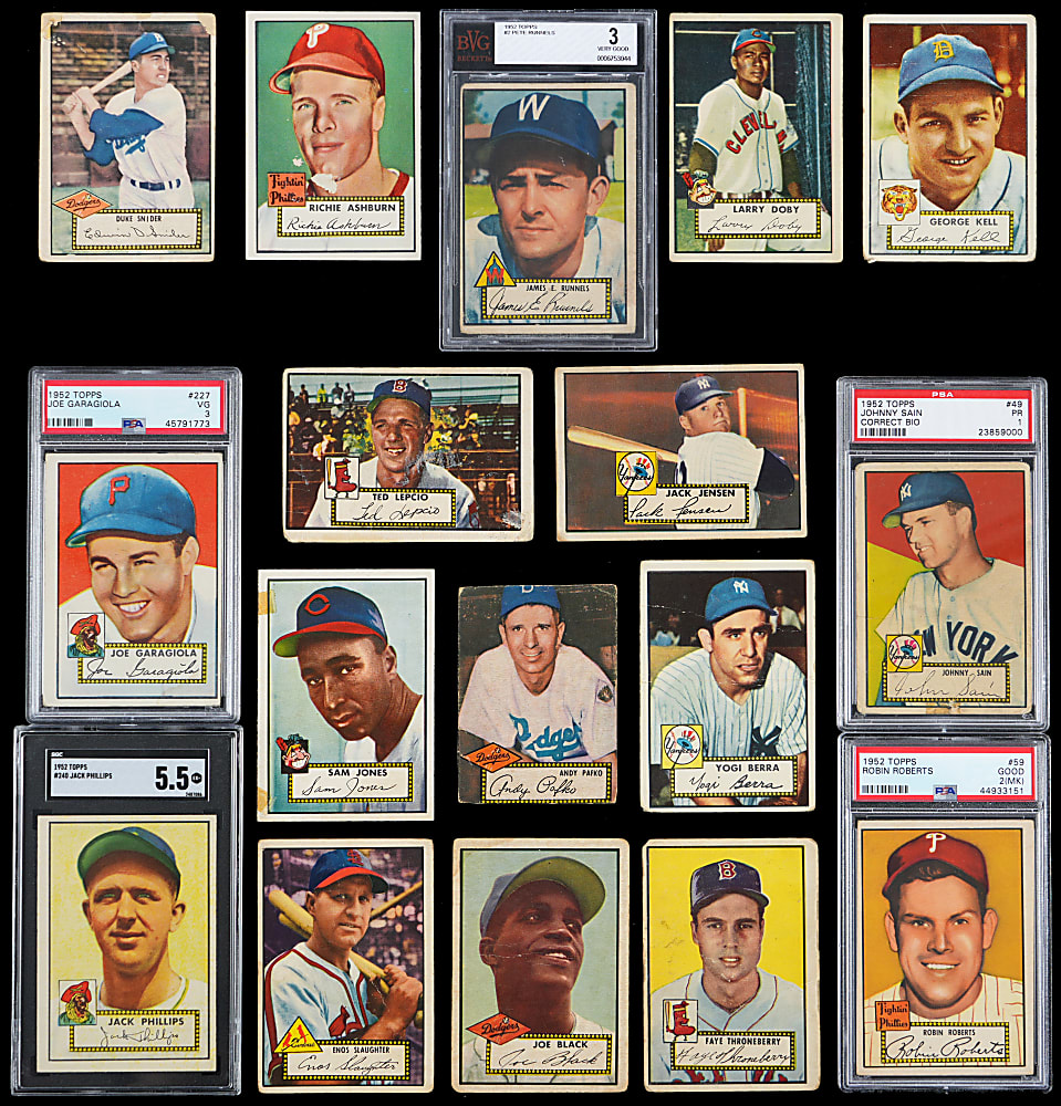 1952 Topps Partial Set (270/407) Plus 26 First Series Back Variations Including 5 Graded & 4 High Numbers