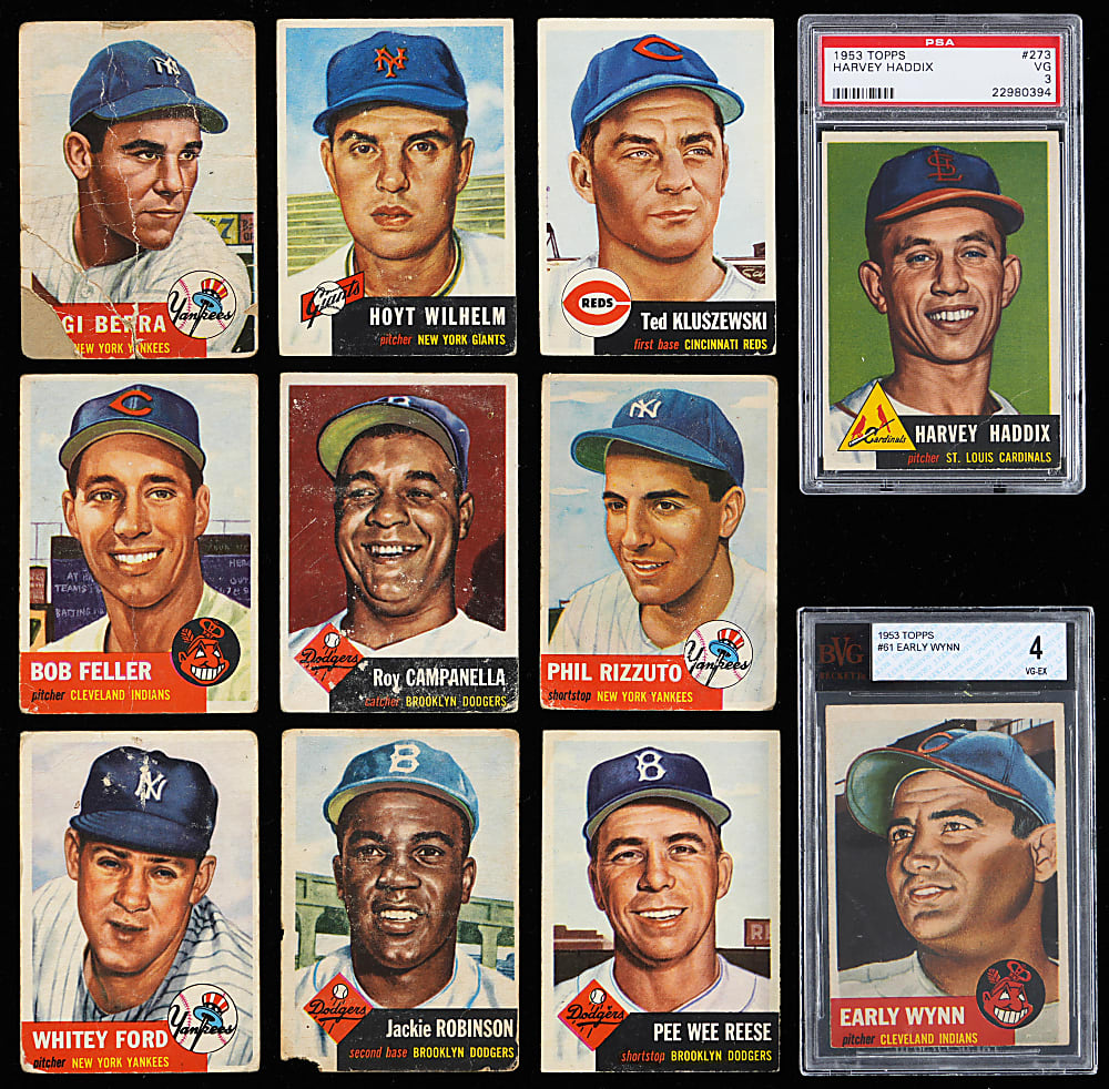 1953 Topps Partial Set (226/274) with #1 Jackie Robinson & (2) Graded