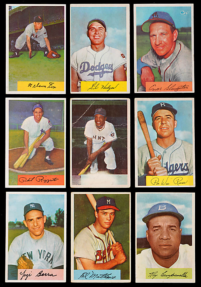 1954 Bowman Near Complete Set (222/224) with #89 Willie Mays Plus 2 Variations
