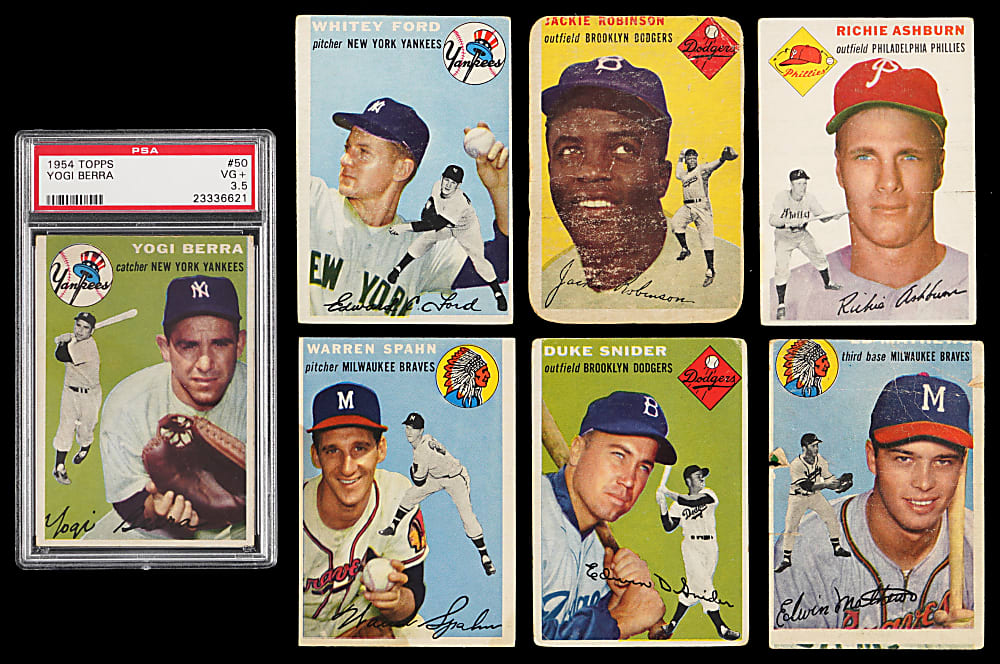 1954 Topps Near Complete Set (243/250) with #10 Jackie Robinson & (2) PSA Graded