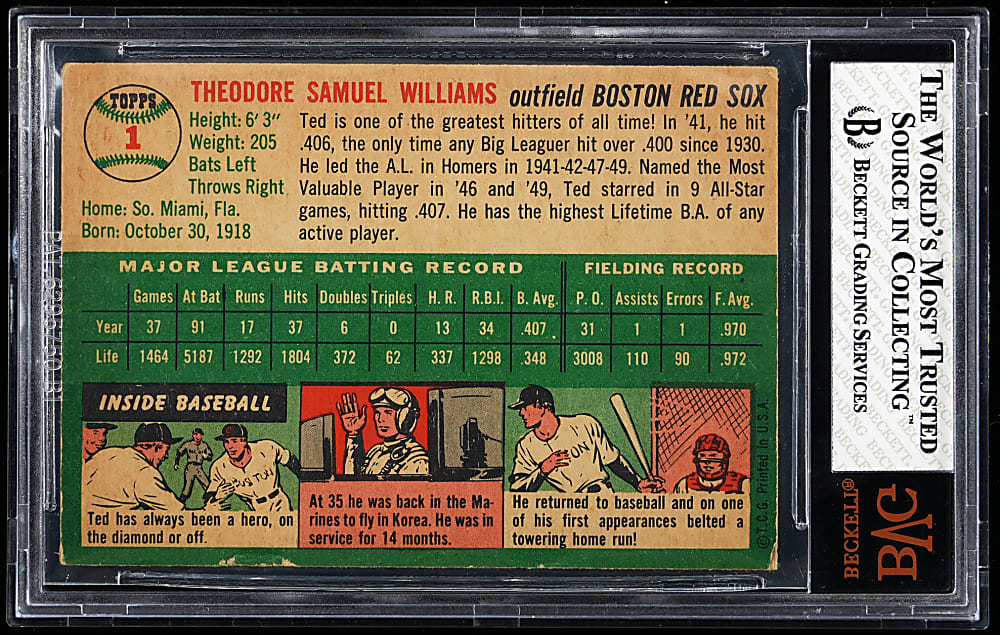 1954 Topps #1 Ted Williams BVG VG-EX 4