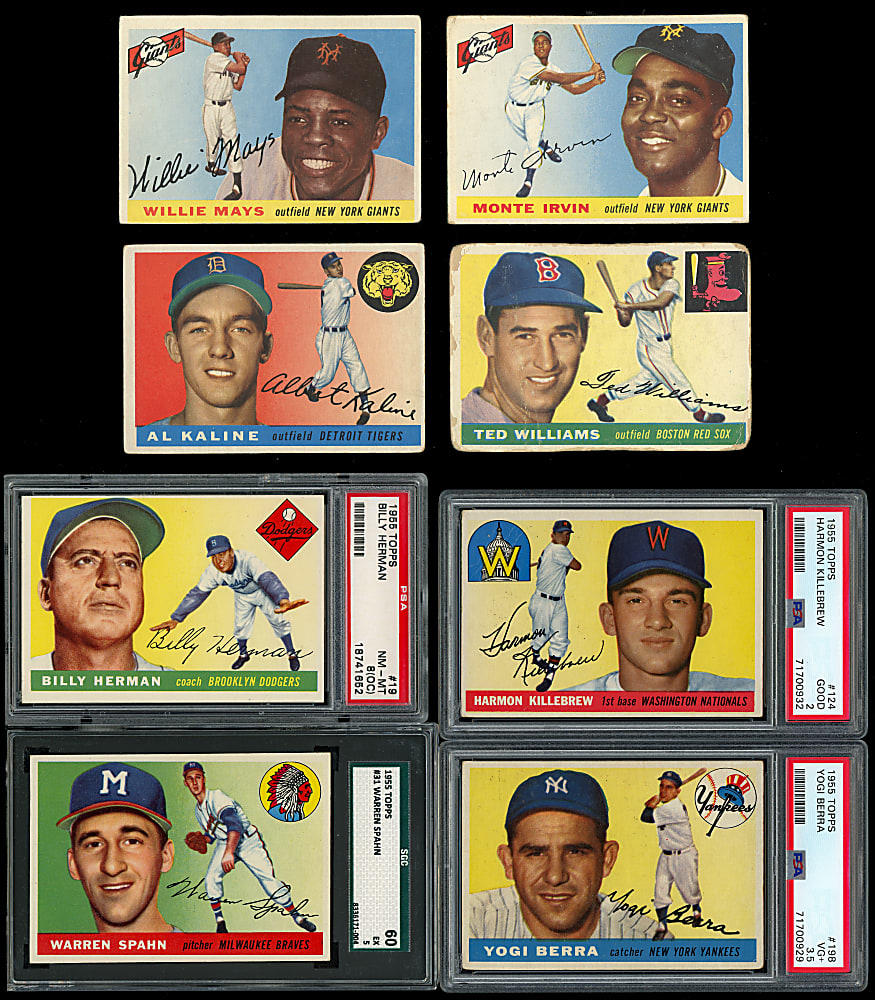 1955 Topps Near Complete Set (192/206) with Willie Mays, Ted Williams & (6) Graded