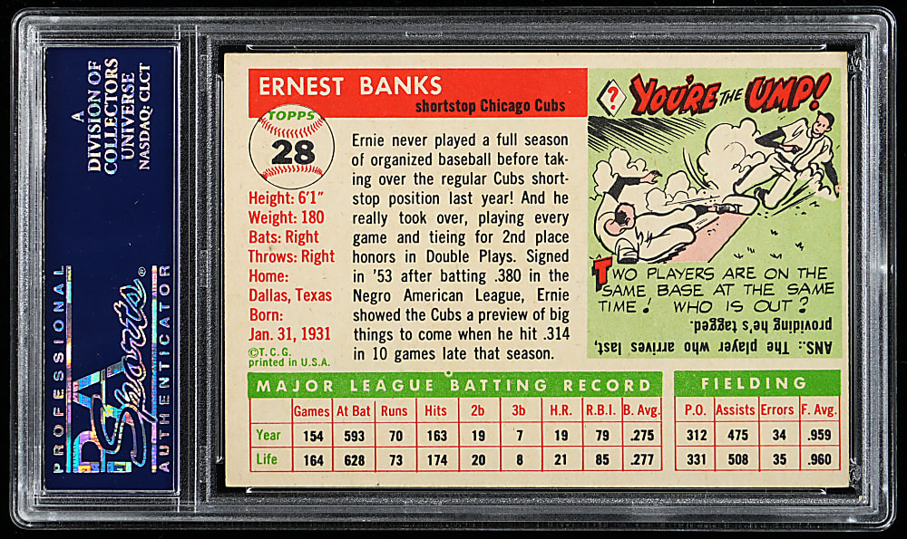 1955 Topps #28 Ernie Banks PSA EX-MT 6