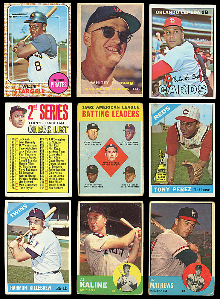 1957-1969 Topps Collection (188) with (38) Hall of Famers Including (4) Mickey Mantle
