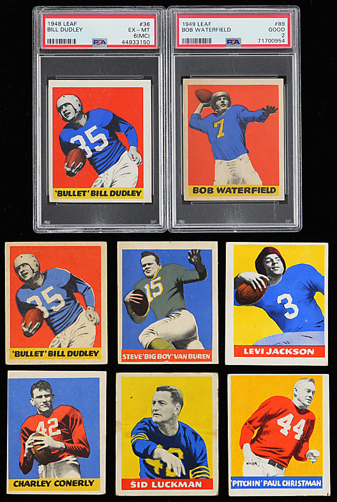 1948 & 1949 Leaf Football Partial/Starter Set Pair with (46) Cards Including (2) PSA Graded