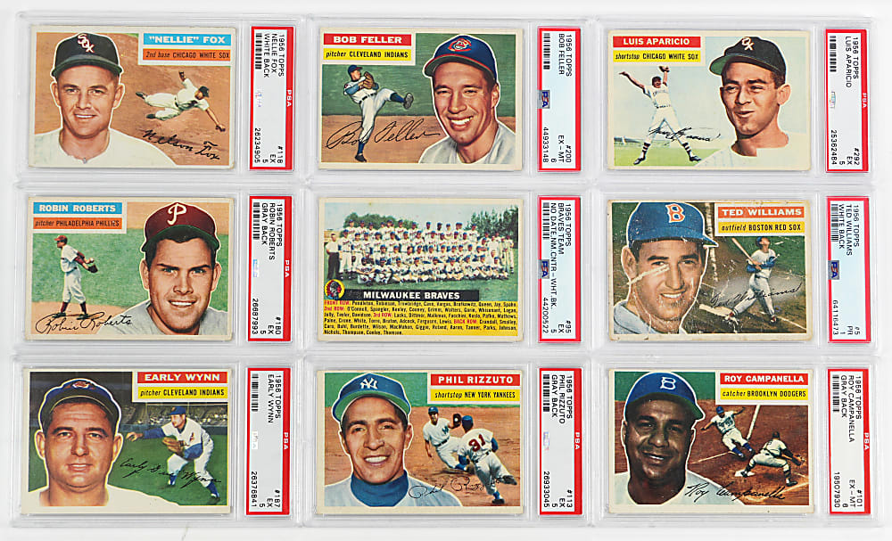 1956 Topps PSA Graded Collection (9) Including (8) Hall of Famers & (1) Team Card