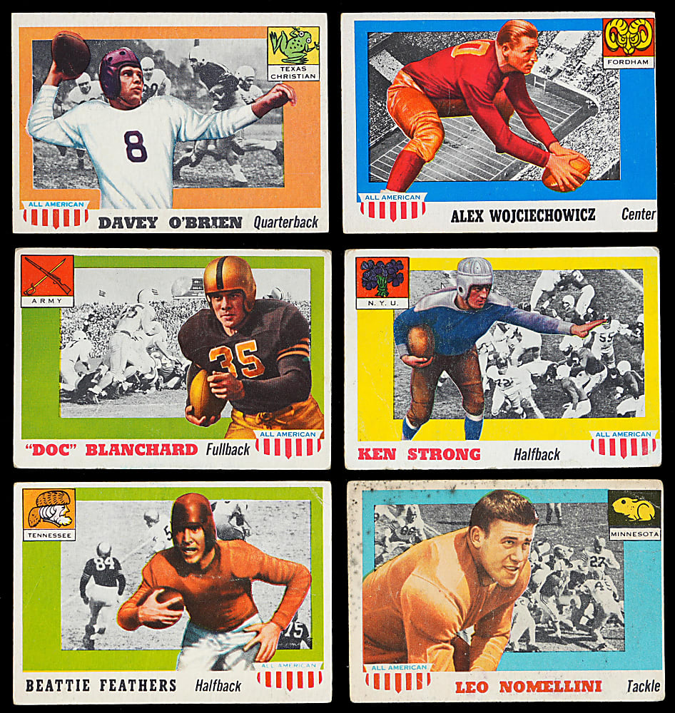 1955 Topps All-American Football Near Set (93/100) with (4) PSA Graded Including Baugh, Grange & Thorpe