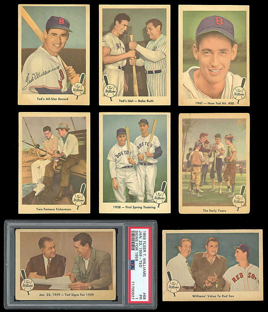 1959 Fleer Ted Williams Near Set (78/80) with PSA Graded #68 Ted Signs