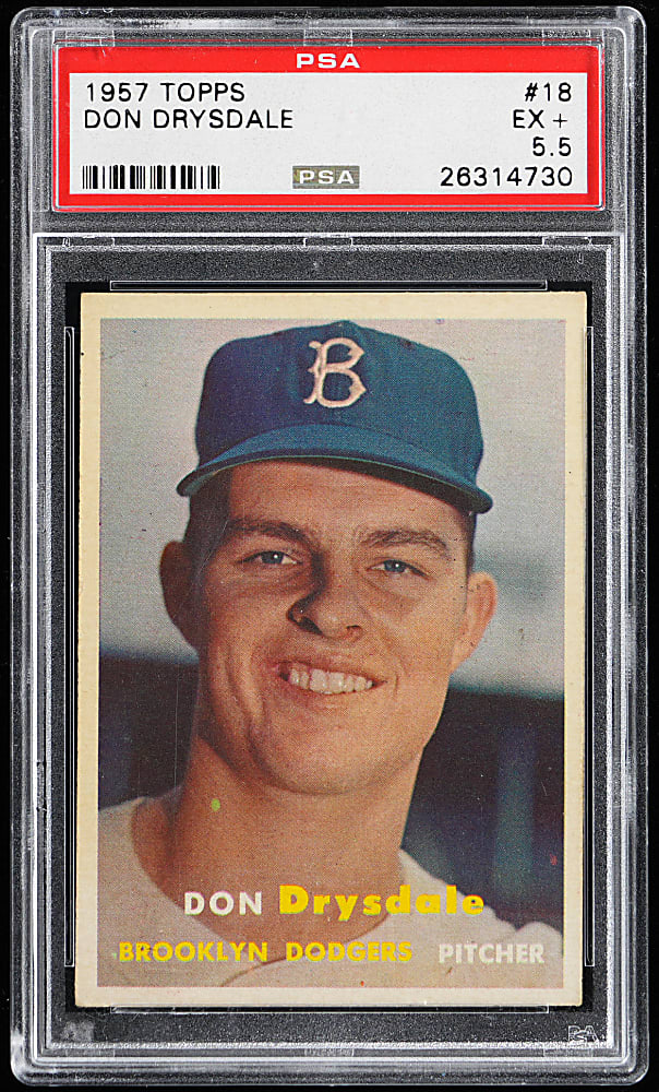 1957 Topps #18 Don Drysdale Rookie PSA EX+ 5.5