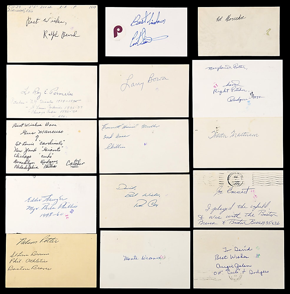 1970s to 1990s Signed Postcards (990) and Index Cards (65) Balance of Collection