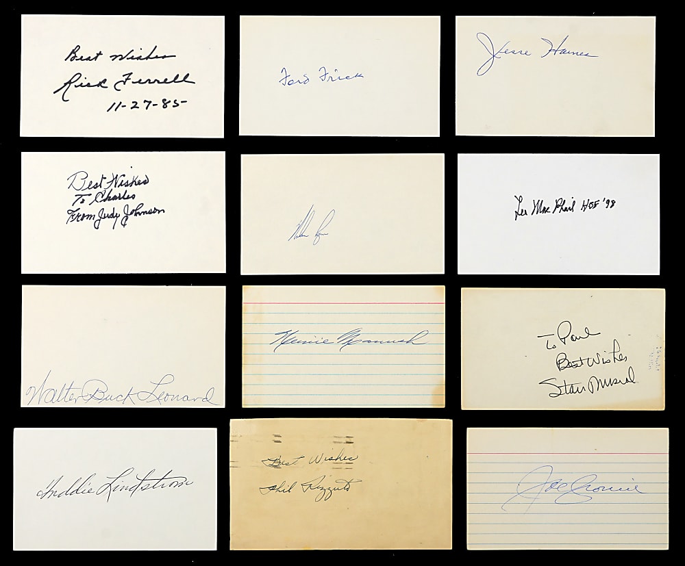 Hall of Famers (61) Signed Index Cards Collection