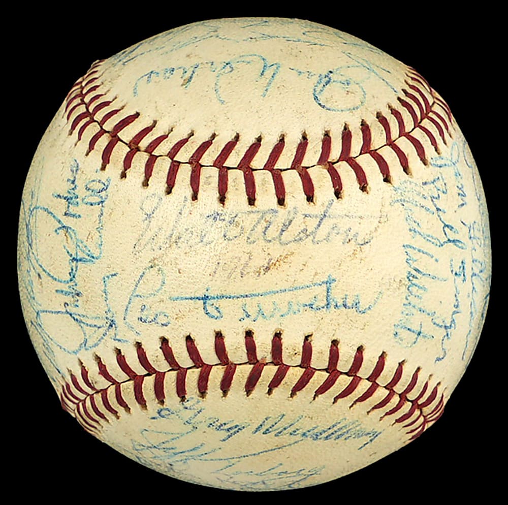 1963-1964 Los Angeles Dodgers Team-Signed ONL/Giles Baseball with (35) Signatures Including Koufax, Drysdale, Durocher & Aaron - Full JSA LOA