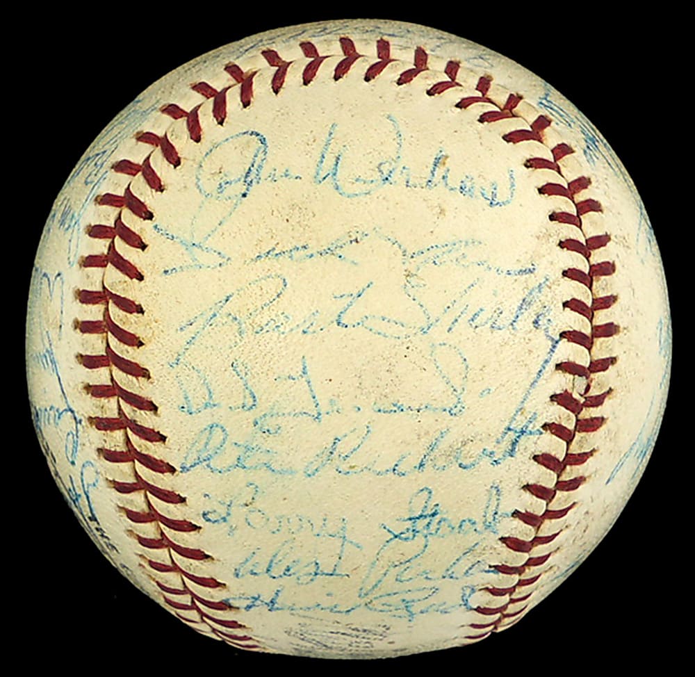 1963-1964 Los Angeles Dodgers Team-Signed ONL/Giles Baseball with (35) Signatures Including Koufax, Drysdale, Durocher & Aaron - Full JSA LOA