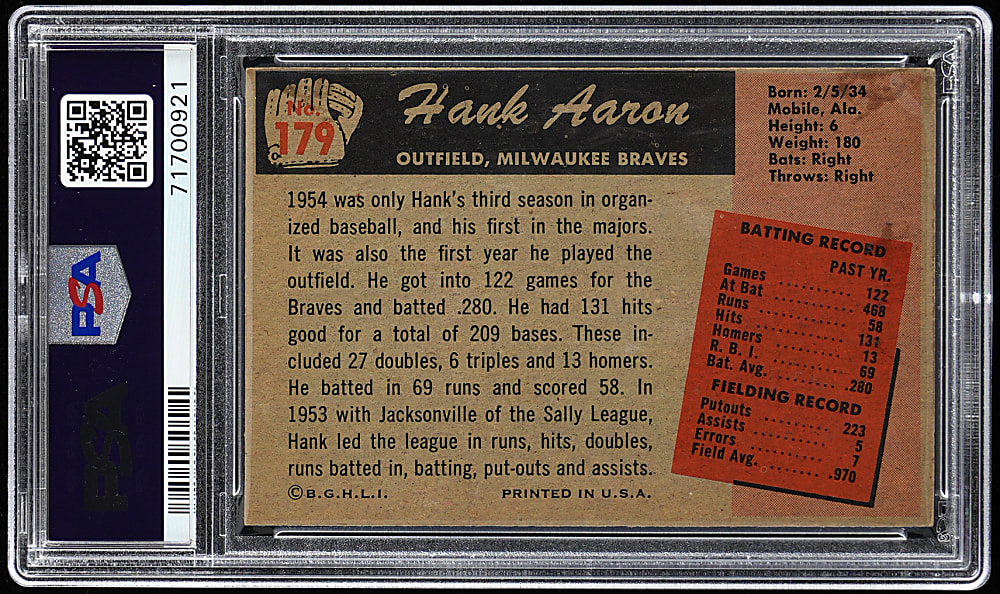 1955 Bowman #179 Hank Aaron PSA VG-EX 4