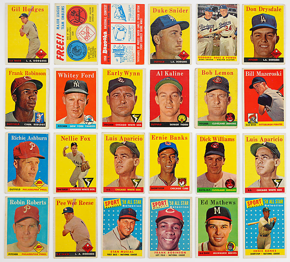 1958 Topps Near Set (490/494) with 6 PSA Graded Plus 22 Yellow Letters/Team Card Variations & (2) Contest/Emblem Cards
