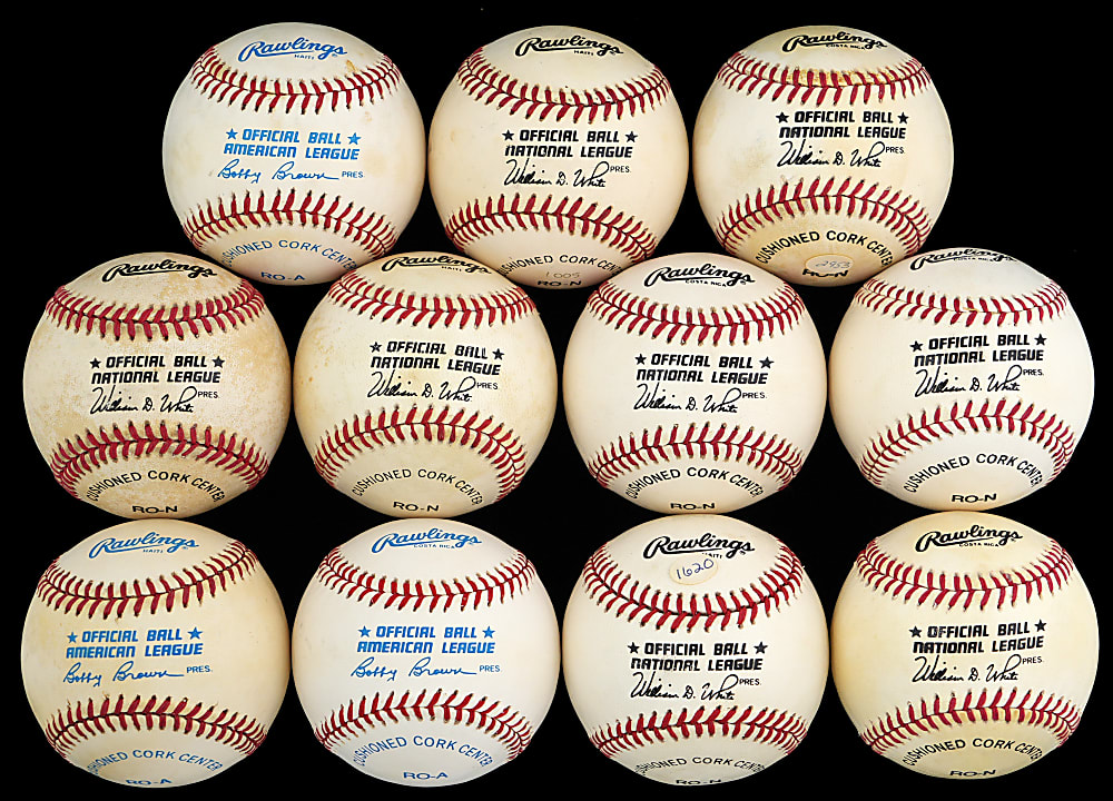 Single Signed Hall of Fame & Star Baseball Collection (11) with Hank Aaron, Nolan Ryan, Tom Seaver