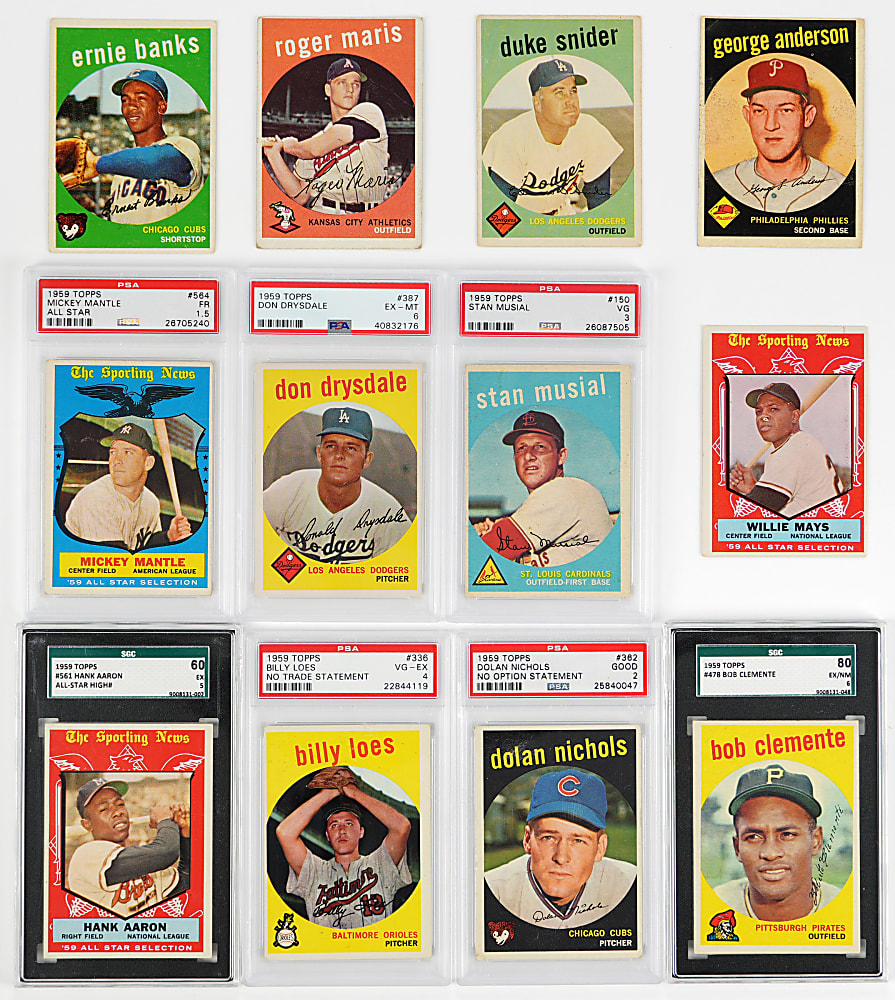 1959 Topps Near Set (566/572) with (7) Graded Plus (24) Variations - (590) Total Cards