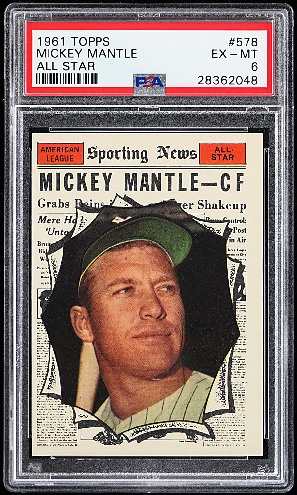 1961 Topps #578 Mickey Mantle All-Star High Number PSA EX-MT 6