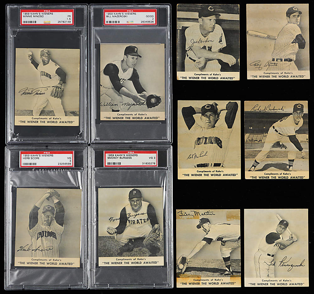 1959 Kahn's Wieners Near Complete Set (33/38) with 16 Graded - 30 with Tabs