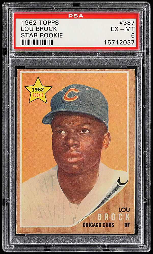 1962 Topps #387 Lou Brock Rookie PSA EX-MT 6