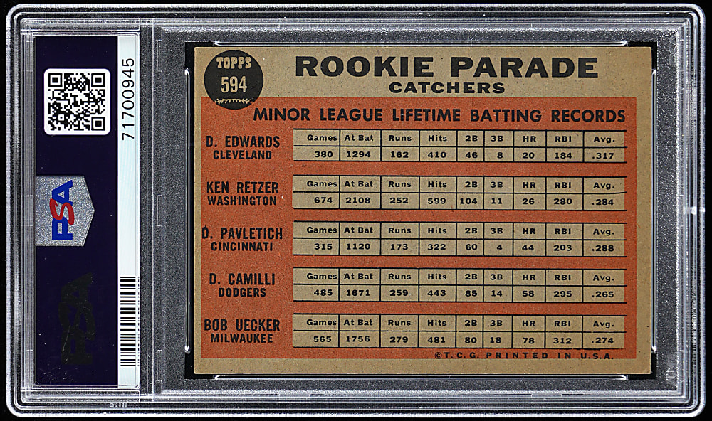 1962 Topps #594 Bob Uecker Rookie High Number PSA EX 5