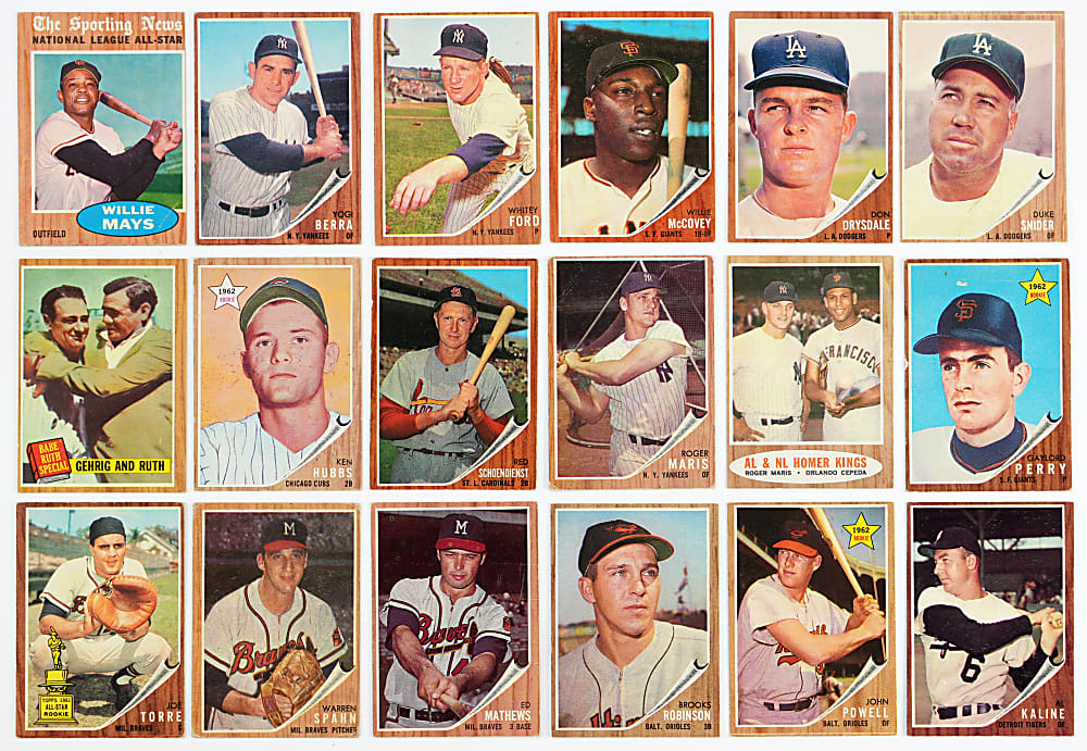 1962 Topps Near Set (592/598) with 6 PSA Graded Stars Plus 64 Variations - 657 Total Cards