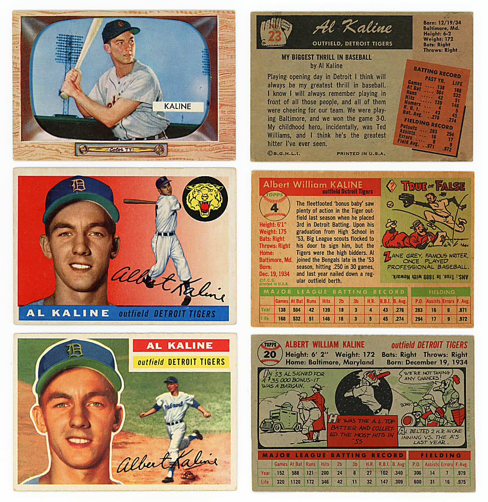1955-1956 Topps & Bowman Al Kaline Trio