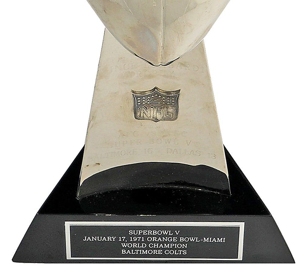 1971 Super Bowl V Baltimore Colts Replica Trophy - Heavy Vintage Example